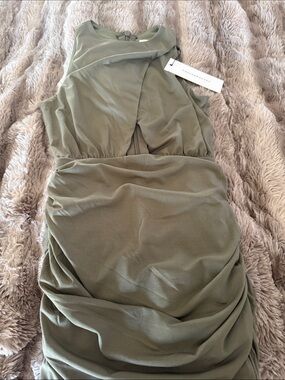 Bardot Olive Green Sleeveless Twist Front Dress